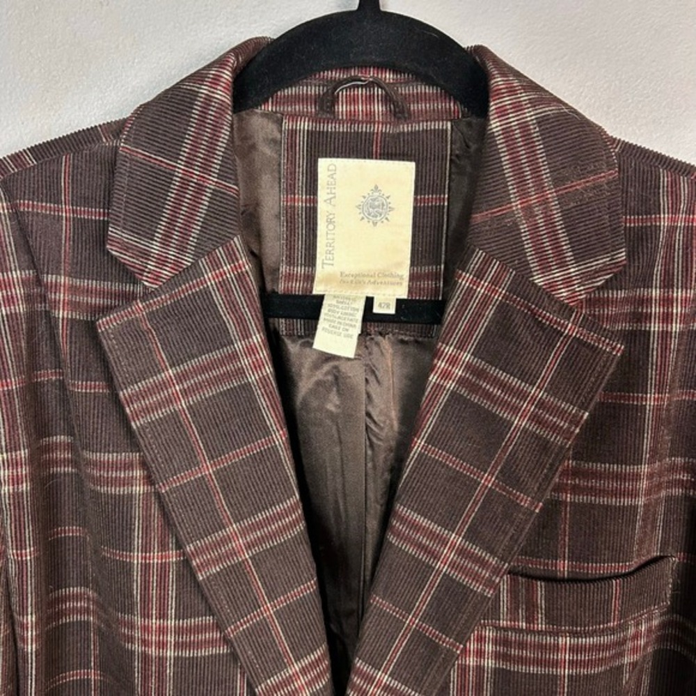 Territory ahead sport‎ coat men's 42R plaid corduroy brown Heritage Gentleman